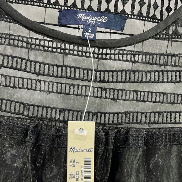 NWT Madewell Sleeveless Dusk Sheer Embroidered Black Dress Sz 2 (XS) - Picture 4 of 8